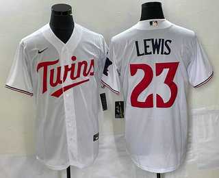Men%27s Minnesota Twins #23 Royce Lewis White Red Stitched MLB Cool Base Nike Jersey->new york yankees->MLB Jersey